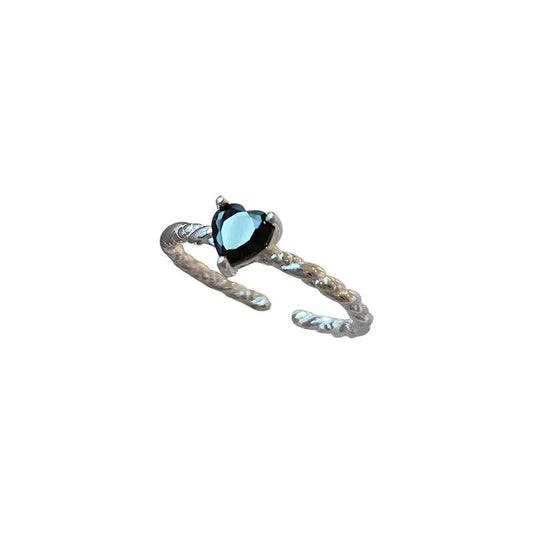 Sterling Silver Black Zirconia Love Twist Ring