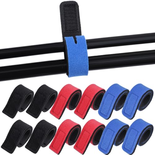 Dimeho Fishing Rod Straps 12 Pcs Fishing Pole Belt Stretchy Rod Holder Fishing Rod Ties Elastic Fishing Tackle Ties Fishing Rod Wrap Strap Casting Rods Holder Strap Belt Fishing Gear