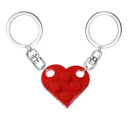 Brick Matching Couple Heart Keychain