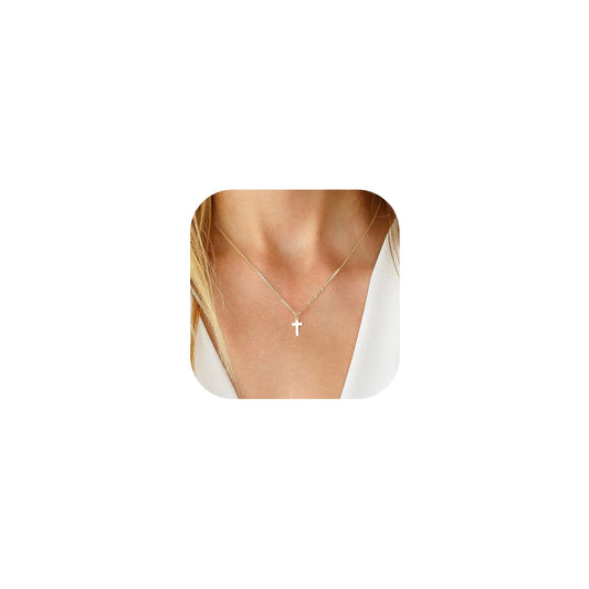 Gold Cross Necklace for Women -  18K Gold Plated